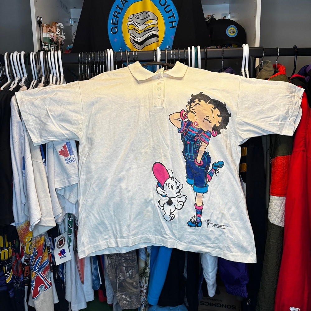 Vintage 1996 Betty Boop Pudgy Polo Shirt USA Single Stitch Large